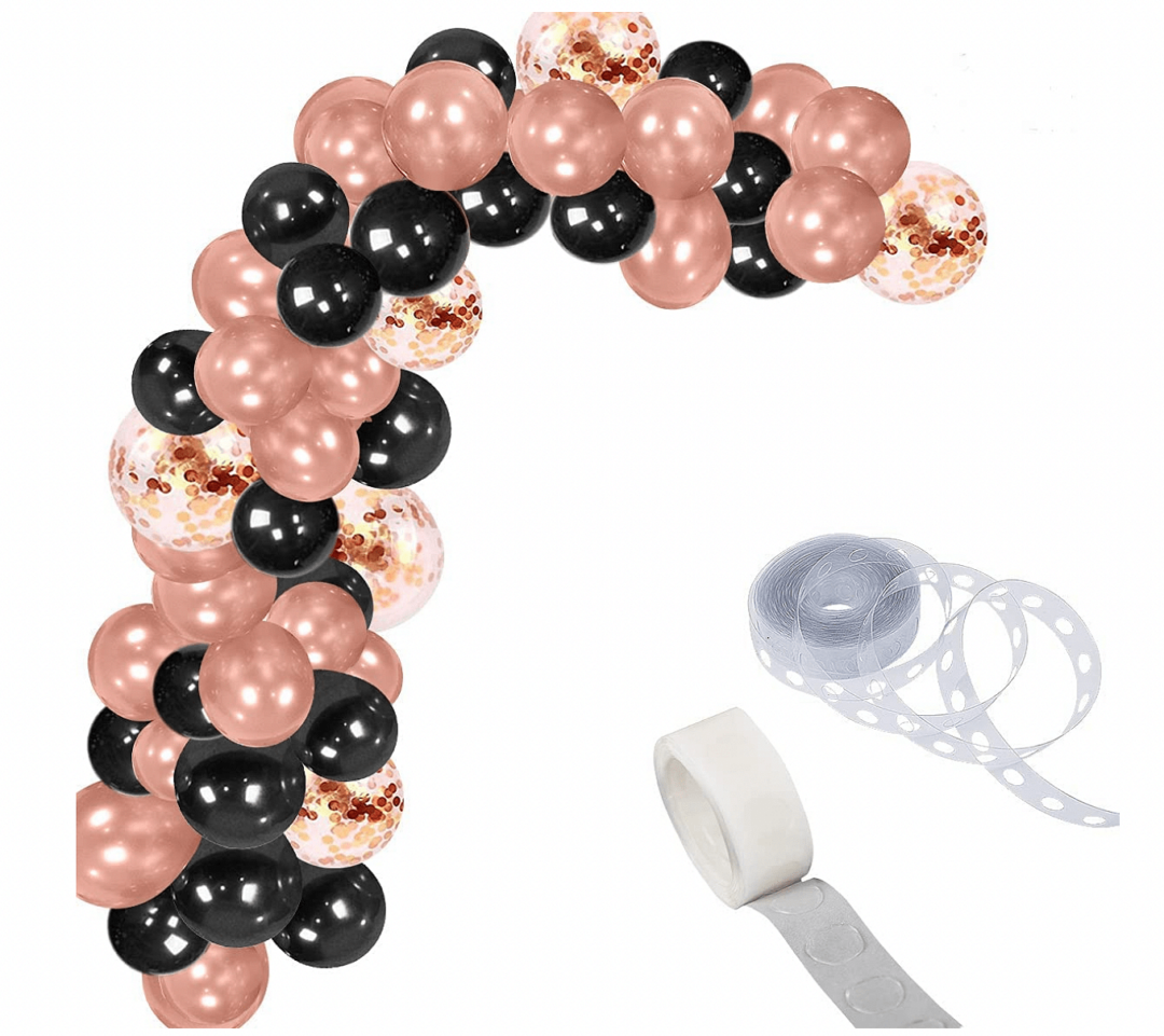 Арка от  Балони в черно и  розово злато - 100 броя + помпа