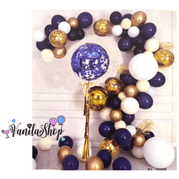 Арка от балони в тъмно  синьо и злато – 40 броя