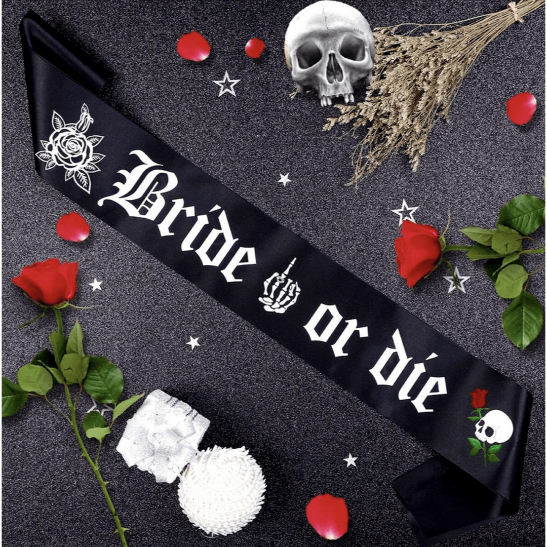 Сатенена  лента с надпис "Bride or Die" - Image 3