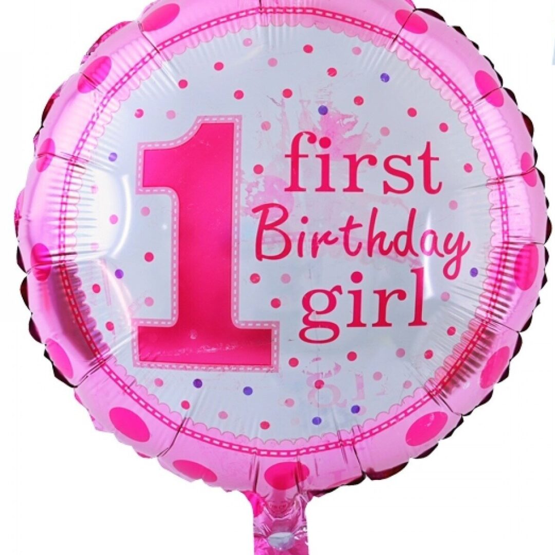Балон "First Birthday Girl" /фолио/- 45 см