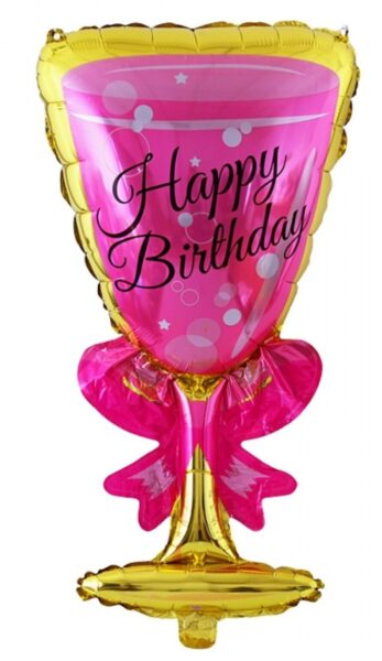 Балон чаша "Happy Birthday" /фолио/.Размер в надут вид - 93 см. х 48 см.