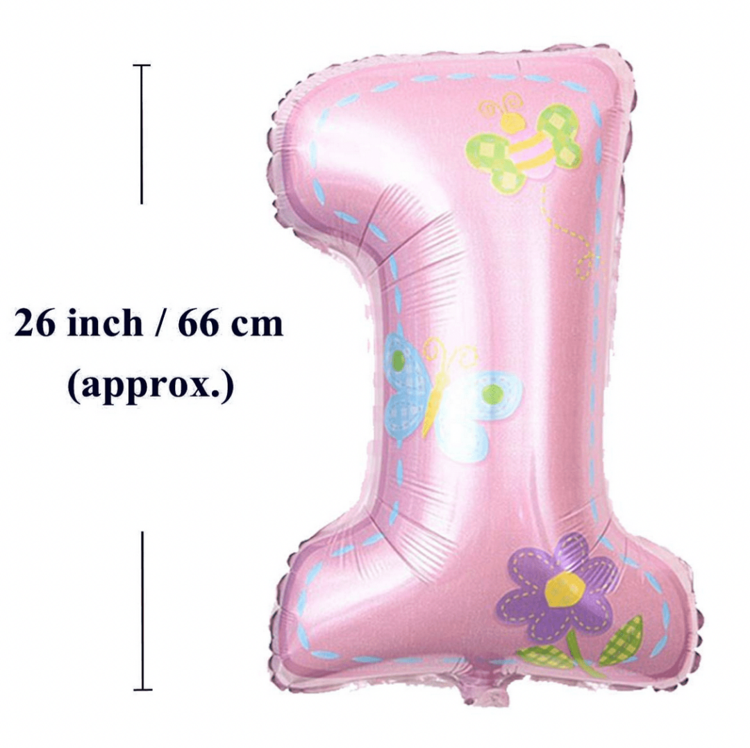 Балони 1-ви рожден ден - 5 броя комплект в розово - Image 3