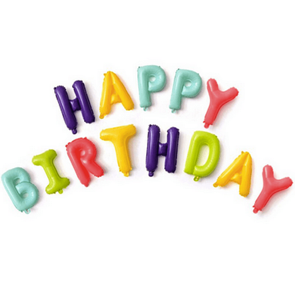Балони фолио Happy Birthday - надпис  - макарон цветове- 13 броя