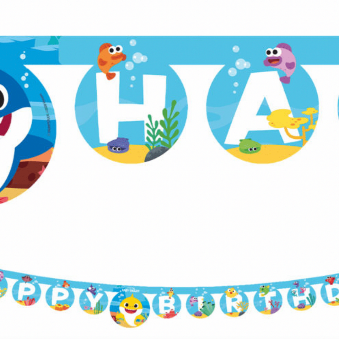 Банер Бейби Шарк -  " Baby Shark " - 2.5 метра" Happy Birthday"