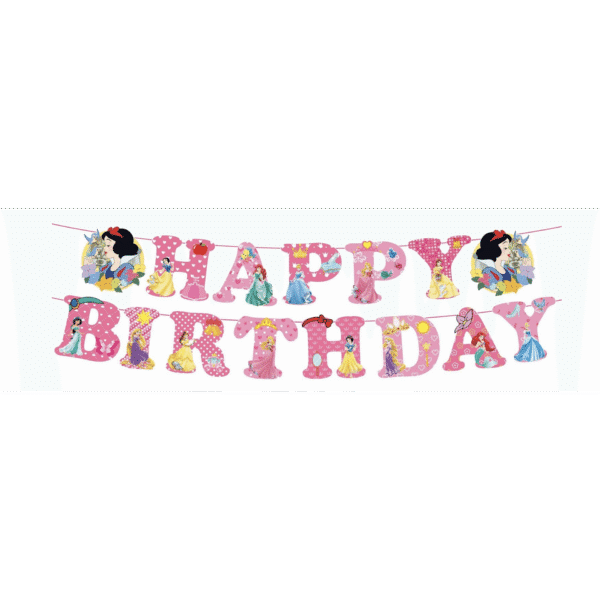 Банер Happy Birthday - Дисни Принцеси (Disney Princess) - 2.50 см