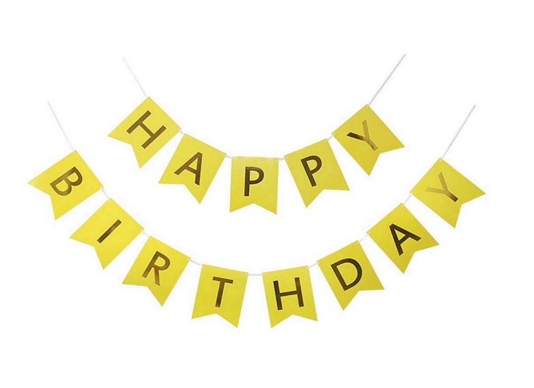 Банер Happy Birthday - жълт
