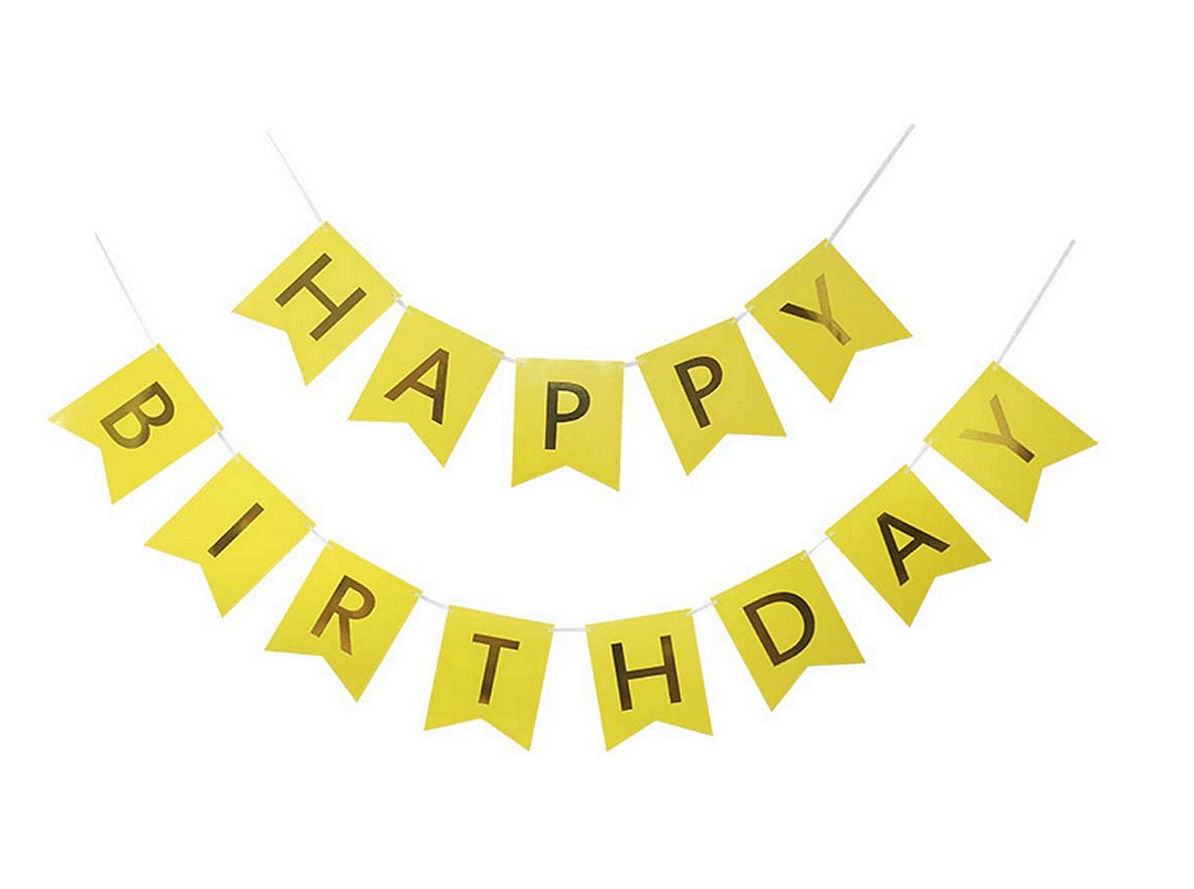 Банер Happy Birthday - жълт