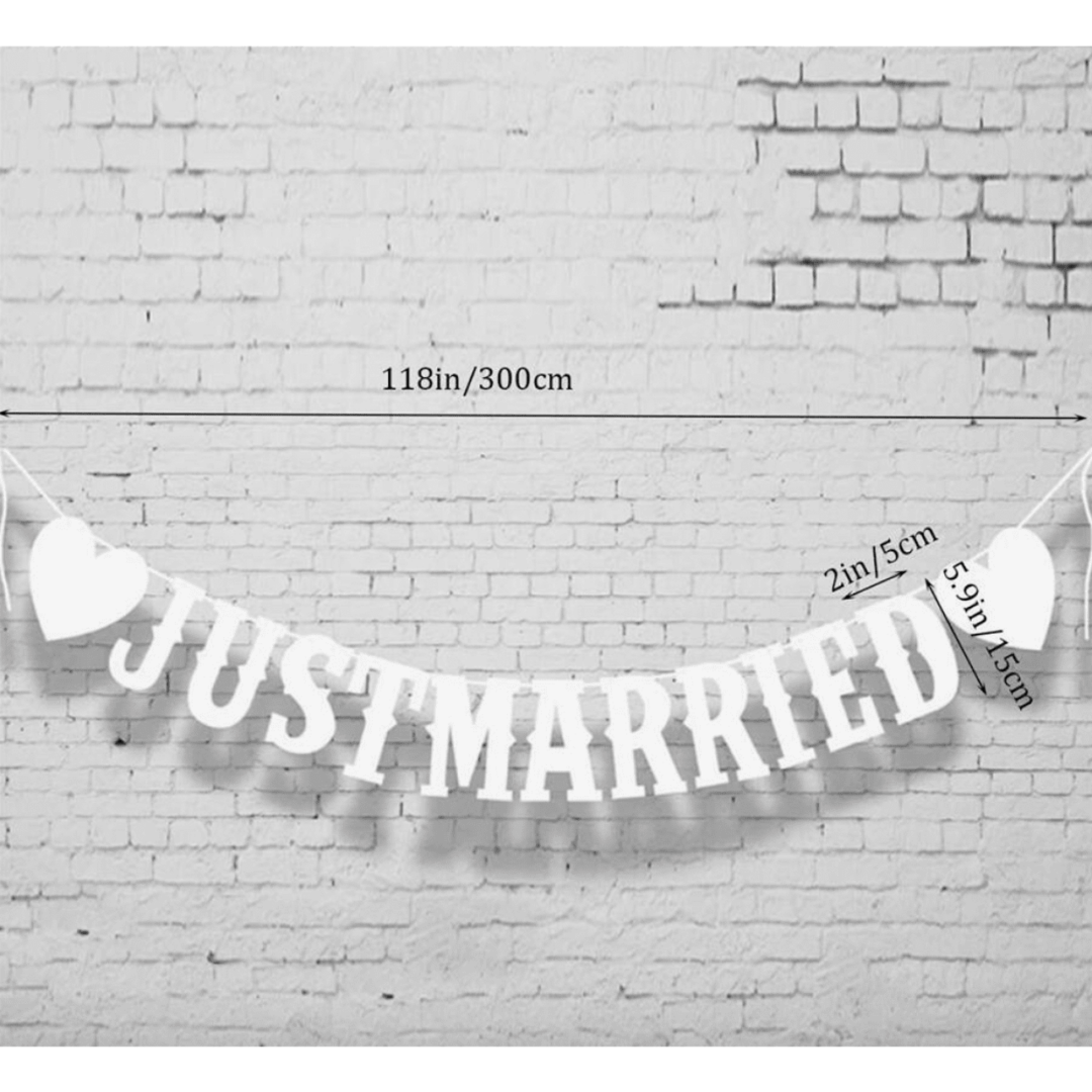 Банер JUST MARRIED в бяло - 300 см - Image 7