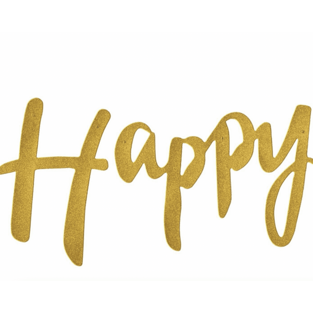 Банер за рожден ден  " Happy Birthday" - Глитер злато - Image 3