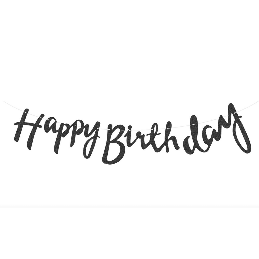 Банер за рожден ден  " Happy Birthday" - Глитер черен