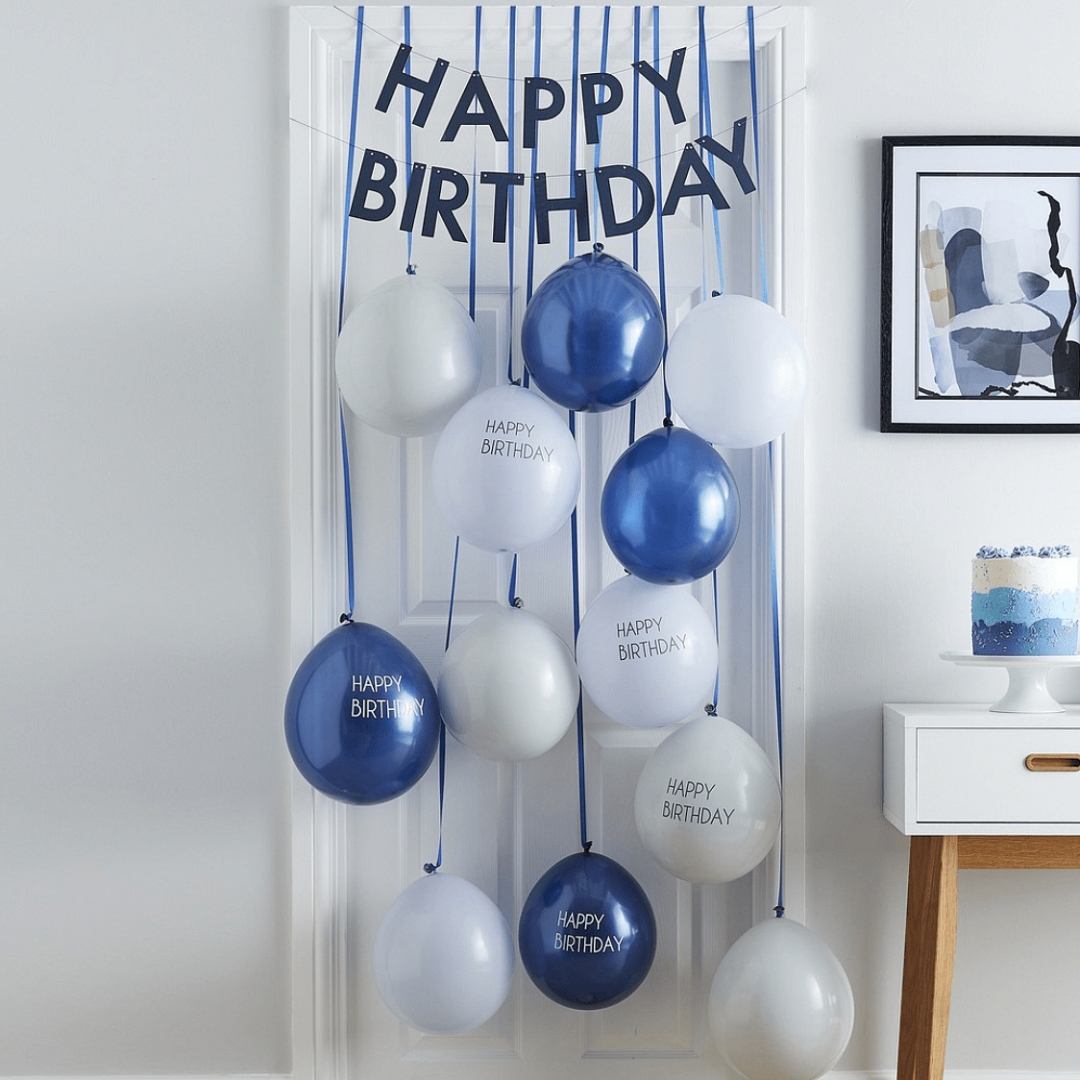 Декорация за рожден ден  - Happy Birthday - комплект син