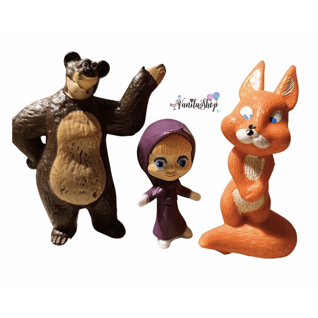 Фигурки за торта Маша и Мечока  (Masha and the Bear)  пластмасови - 3 броя
