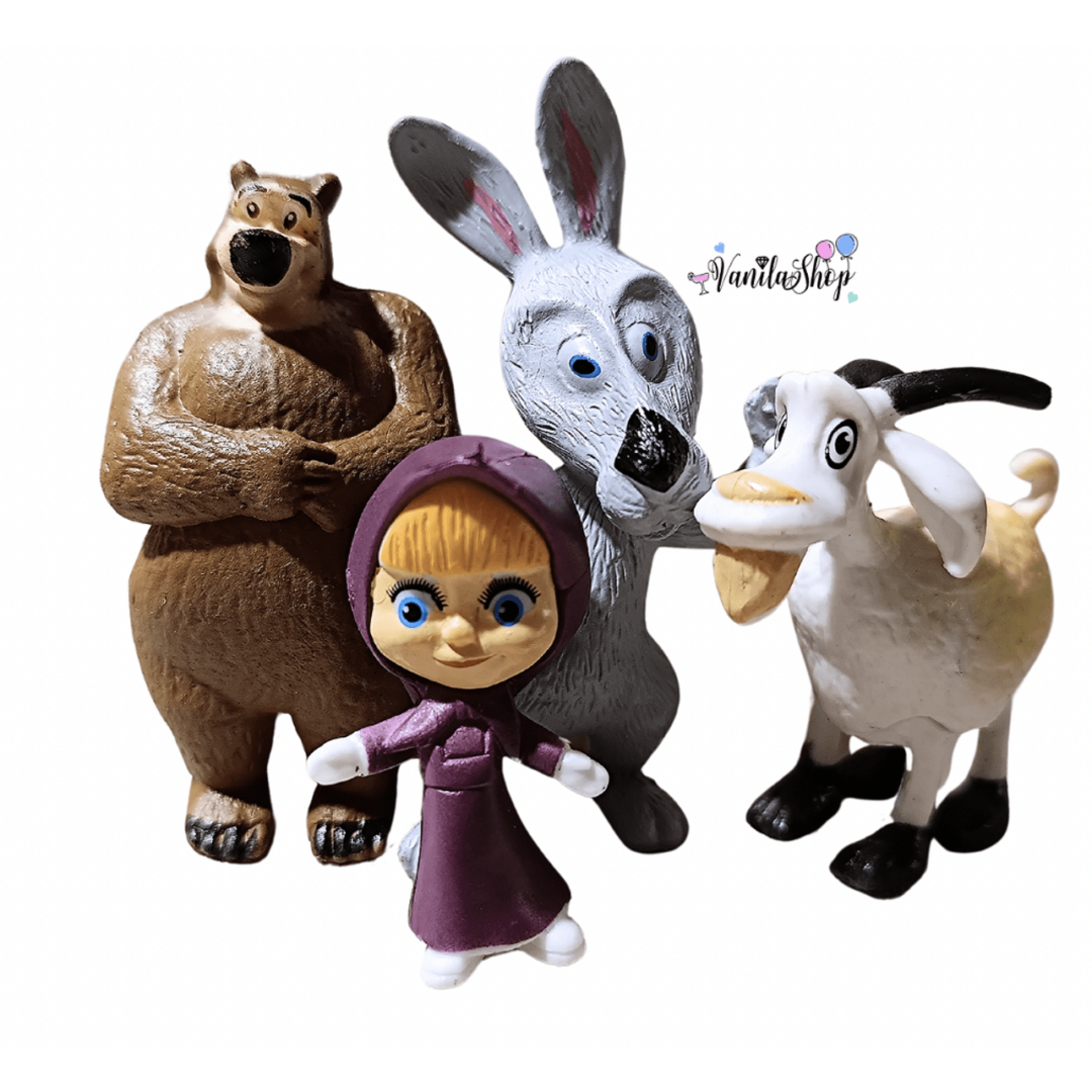 Фигурки за торта Маша и Мечока  (Masha and the Bear)  пластмасови - 4 броя