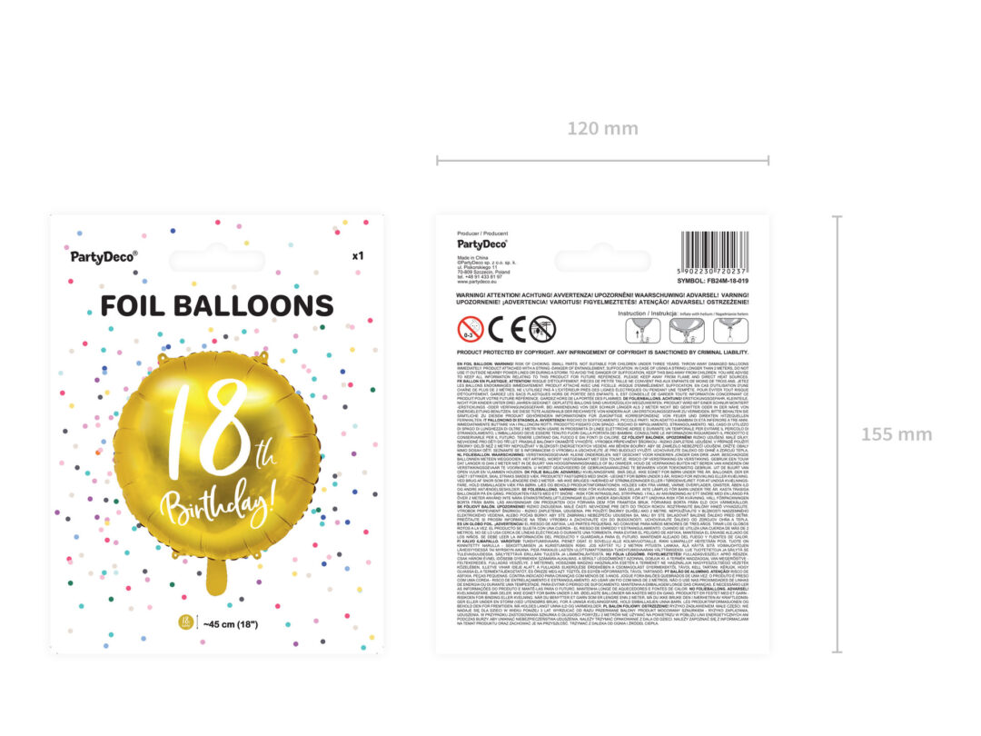 Фолиев Балон  "18 th Birthday" в злато - Image 3