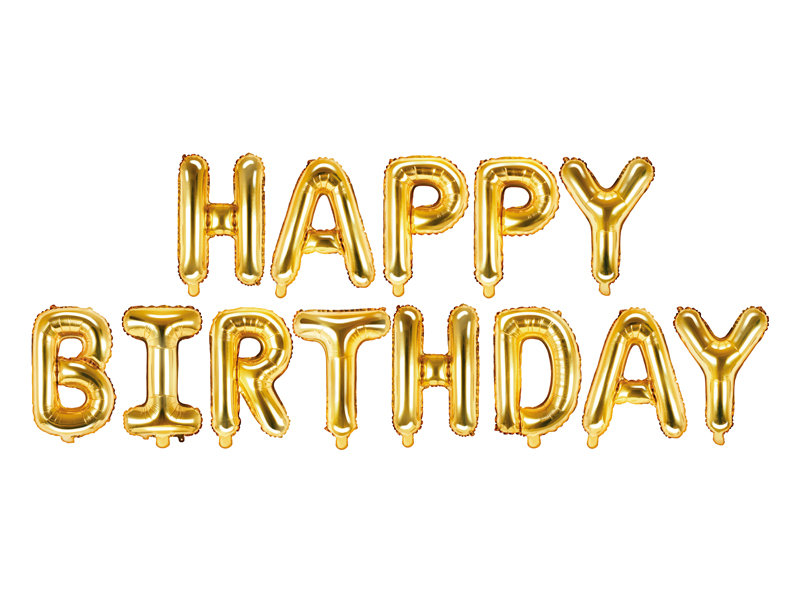 Фолио Балон Happy Birthday - златни букви