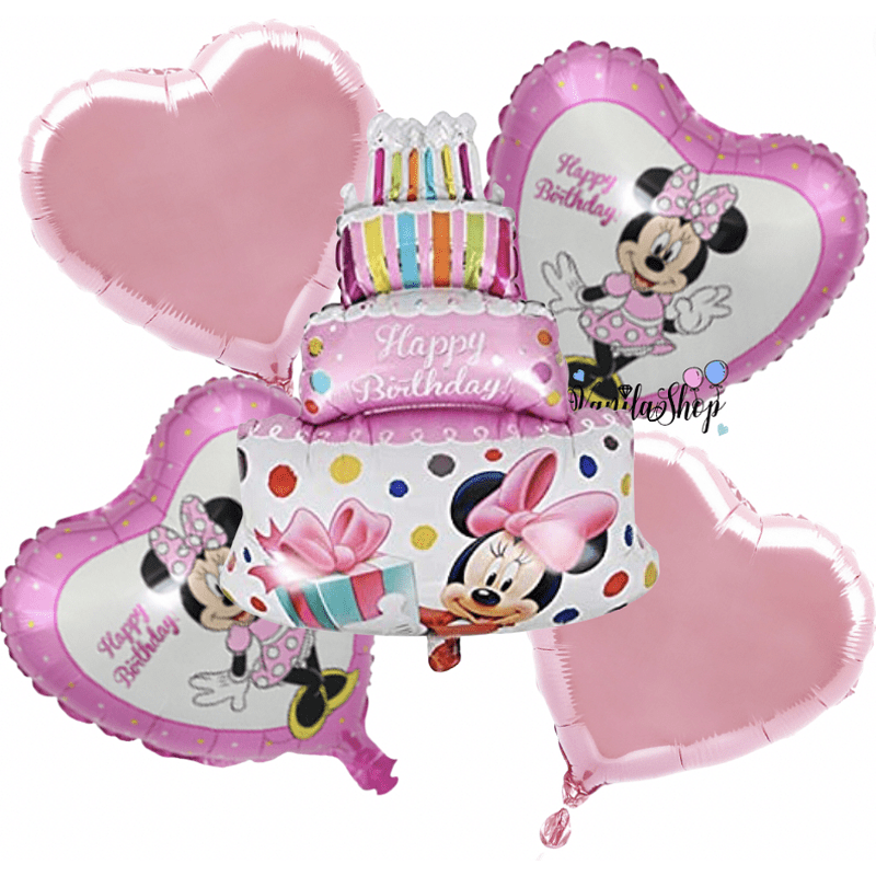 Комплект балони Мини Маус - (Minnie Mouse) Торта - 5 броя