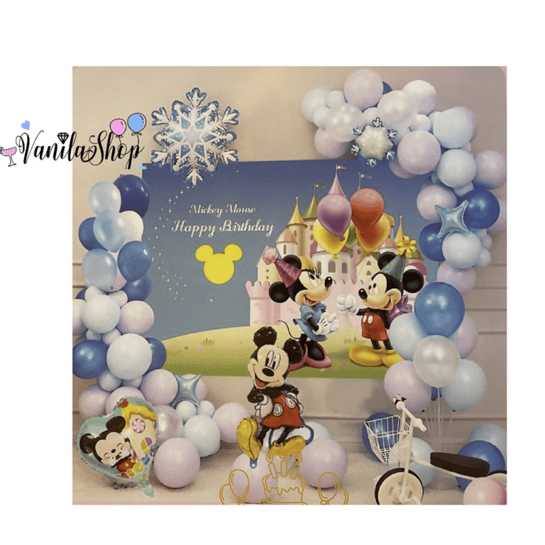 Комплект Балони Мики Маус (Mickey Mouse) с плакат Happy Birthday + голяма ръчна помпа