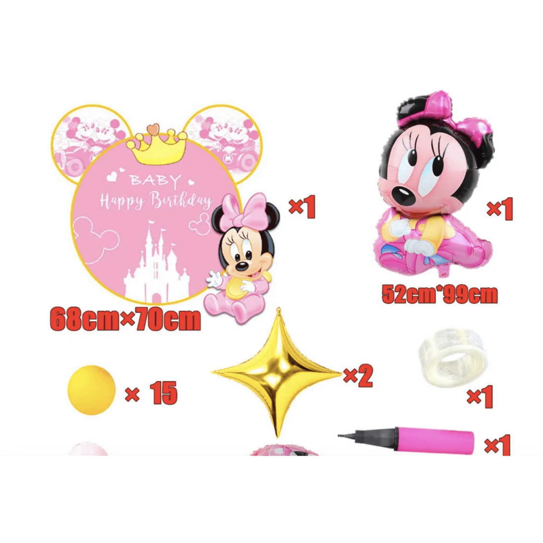 Комплект Балони Мини Маус (Minnie Mouse) с плакат + помпа - 50 броя - Image 3