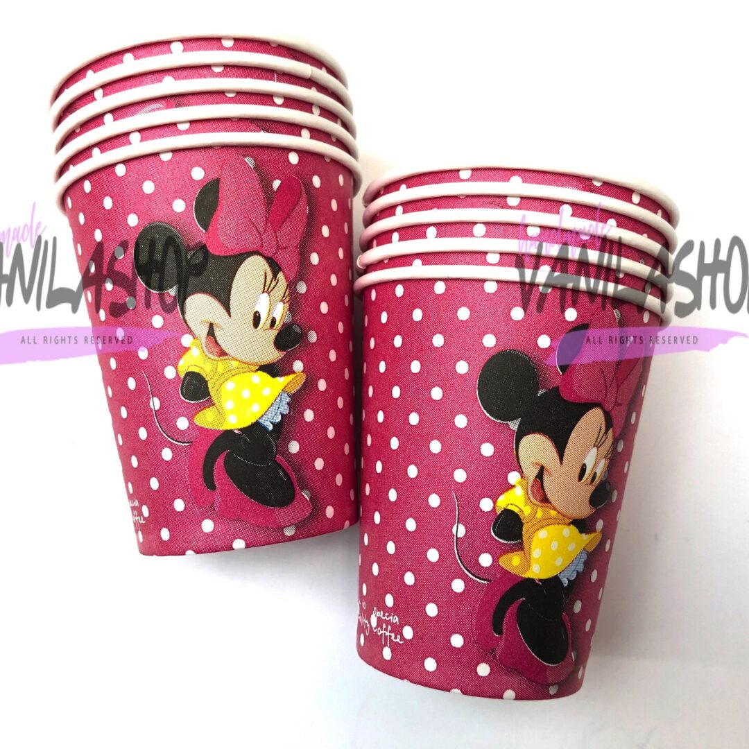 Парти чаши Мини Маус (Minnie Mouse) - на точки 10 БРОЯ