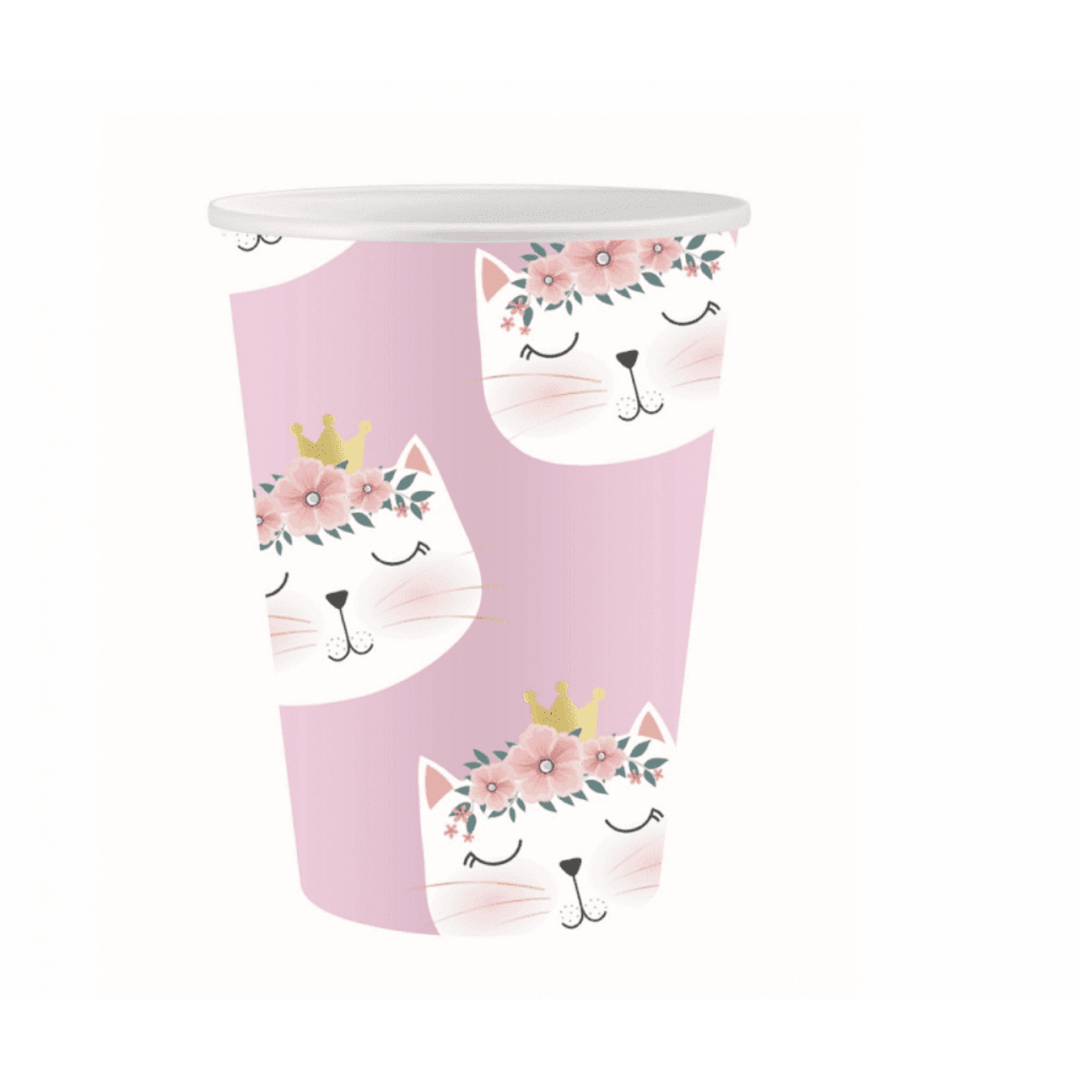 Парти Чаши " Коте " розови - 6 броя