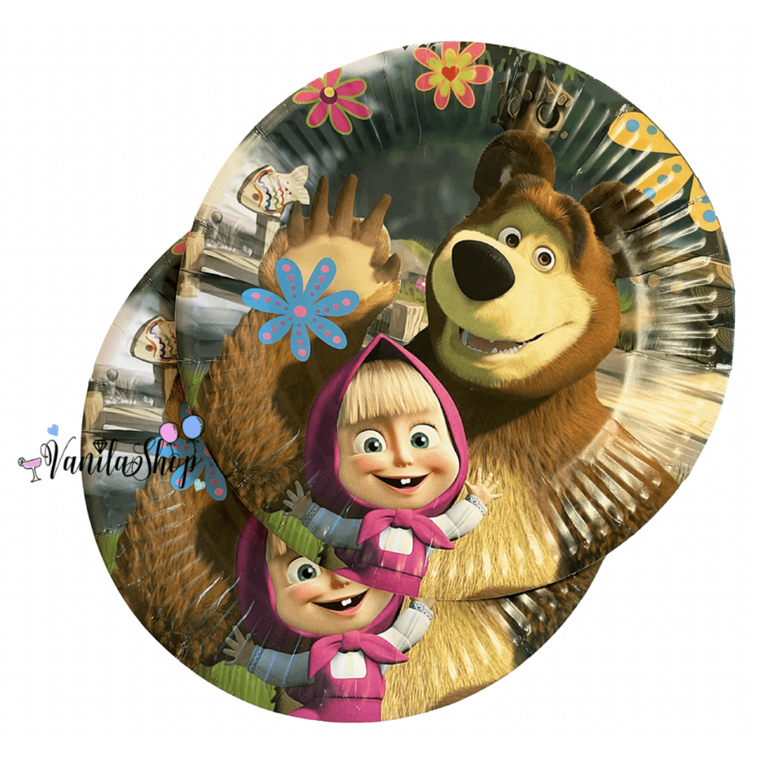 Парти чинии "Маша и Мечока  (Masha and the Bear) - 10 броя 18 см - Image 2