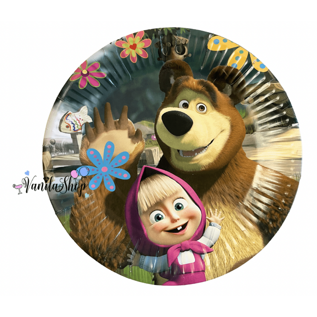 Парти чинии "Маша и Мечока  (Masha and the Bear) - 10 броя 18 см