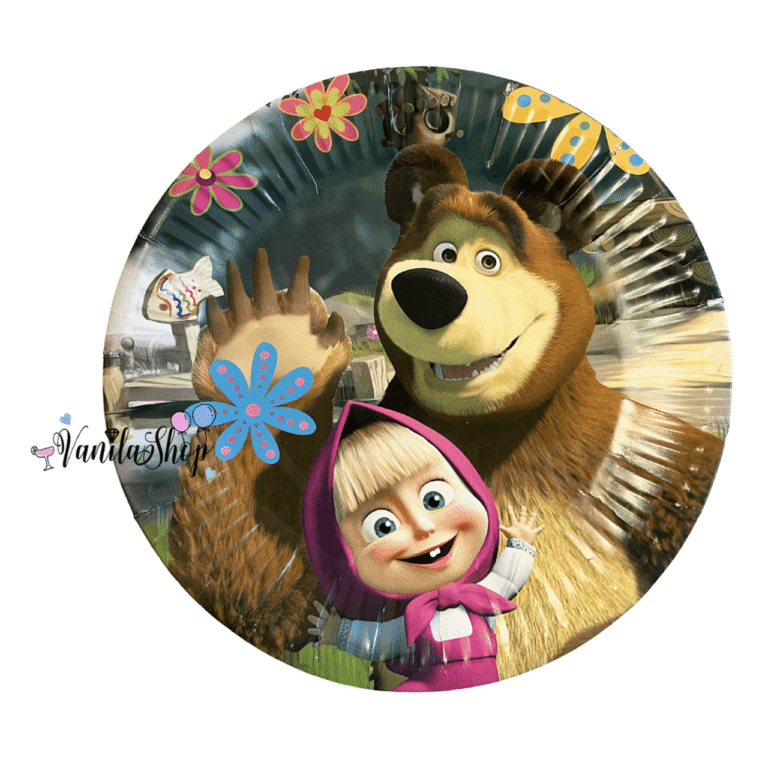 Парти чинии "Маша и Мечока (Masha and the Bear) - 10 броя 18 см