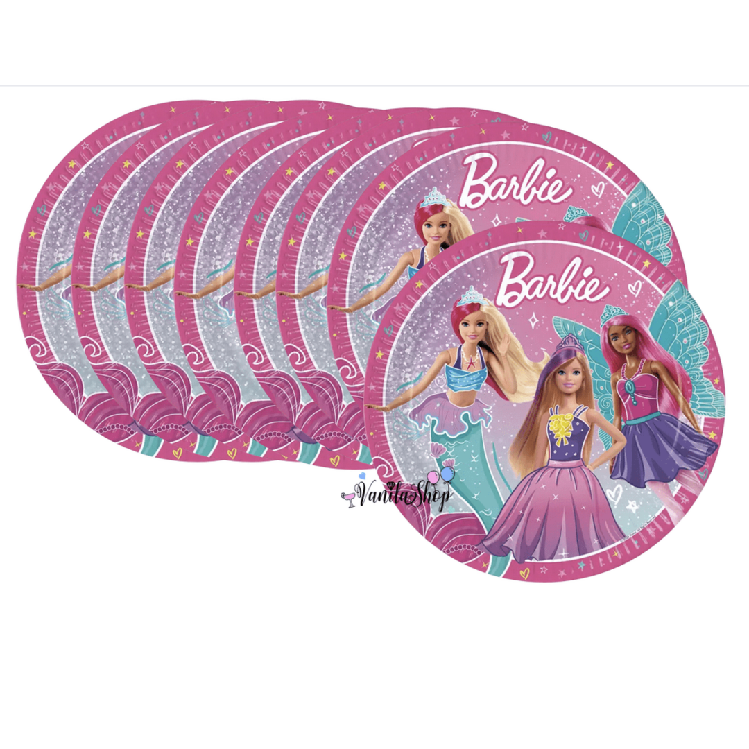 Парти чинии Барби (Barbie) - 8 броя - 23 см - Image 3