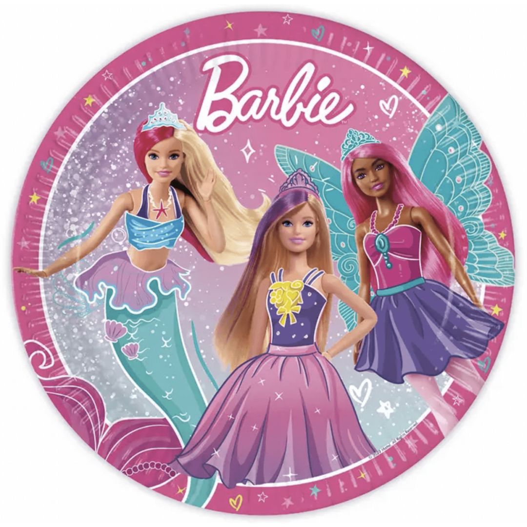 Парти чинии Барби (Barbie) - 8 броя - 23 см - Image 2