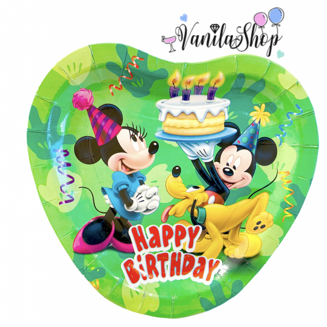 Парти чинии сърце Мини и Мики  (Minnie и Mickey Mouse) - 6 броя