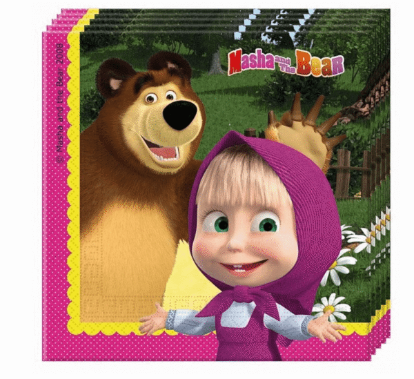 Парти салфетки "Маша и Мечока"  (Masha and the Bear) - 20 броя