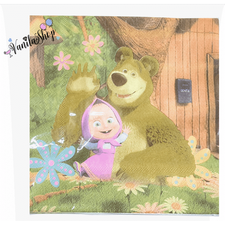 Парти салфетки "Маша и Мечока"  (Masha and the Bear) - 20 броя