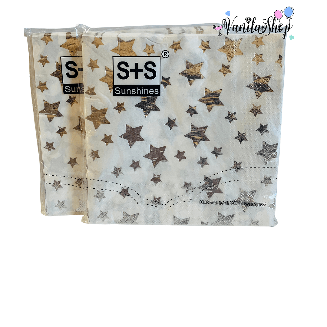 Космонавти детско парти 26 Парти салфетки – Сребърни звезди – 20 броя