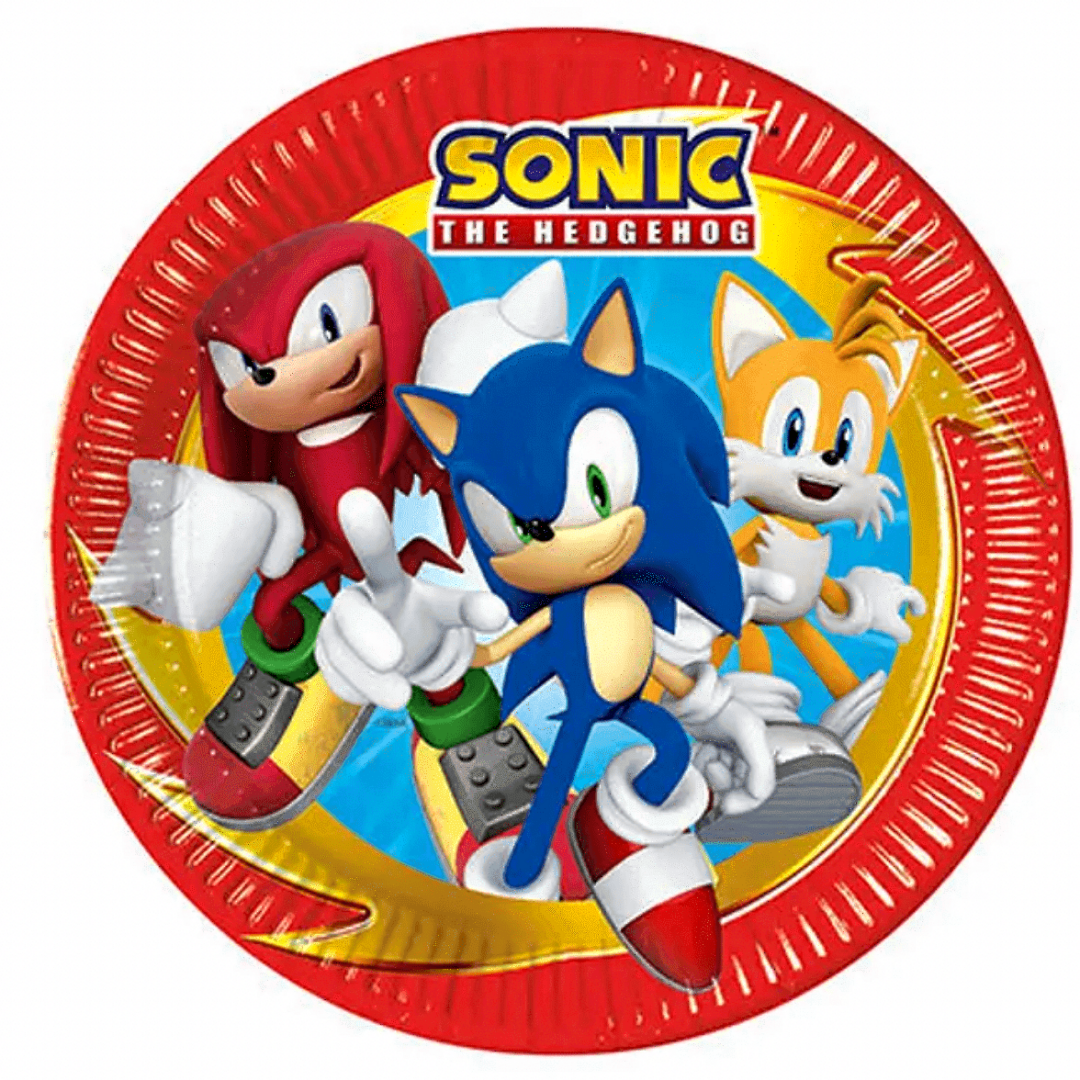 Парти чинии Соник (Sonic) - 8 броя 23 см