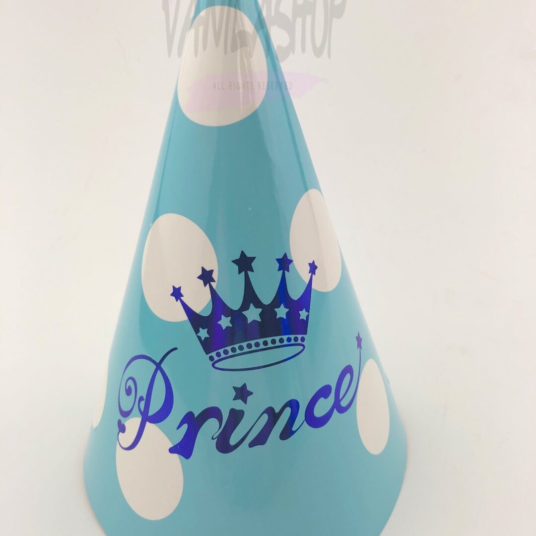 Парти шапки в синьо - PRINCE с точки - 6 броя