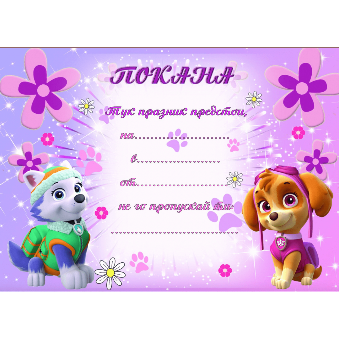 Покани Пес Патрул (Paw Patrol) Скай (Skye) - 10 броя