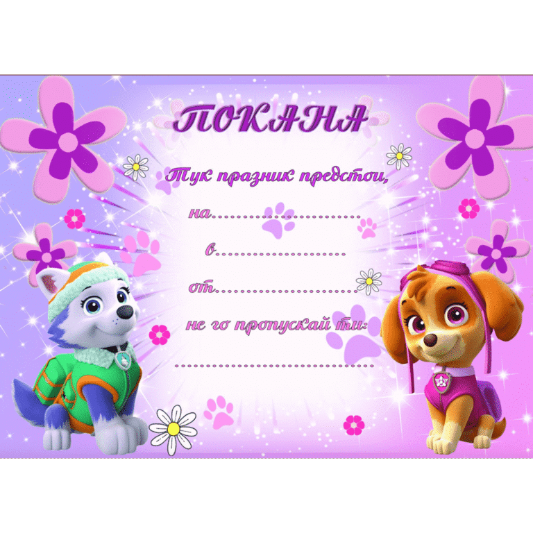 Покани Пес Патрул (Paw Patrol) Скай (Skye) - 10 броя
