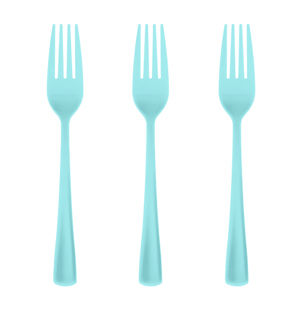 Прибори за храна в светло синьо - 10 броя вилички