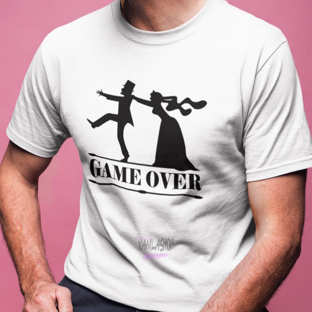 Тениска за Младоженецът GAME OVER