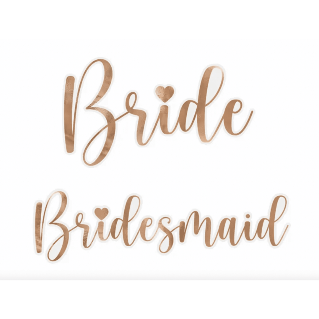 Стикери за чаши за моминско парти ''Bride & Bridesmaid'' |  розово злато