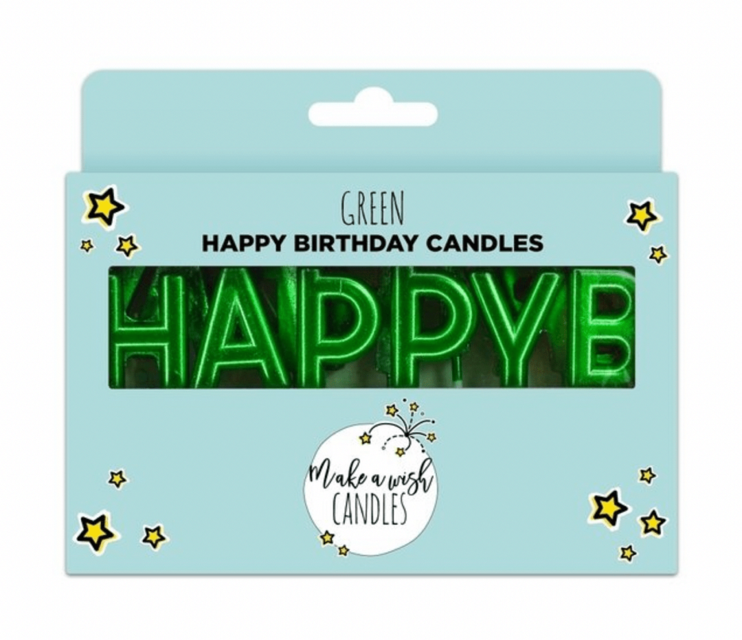Свещи -  "Happy Birthday" - зелени - 13 броя - Image 2