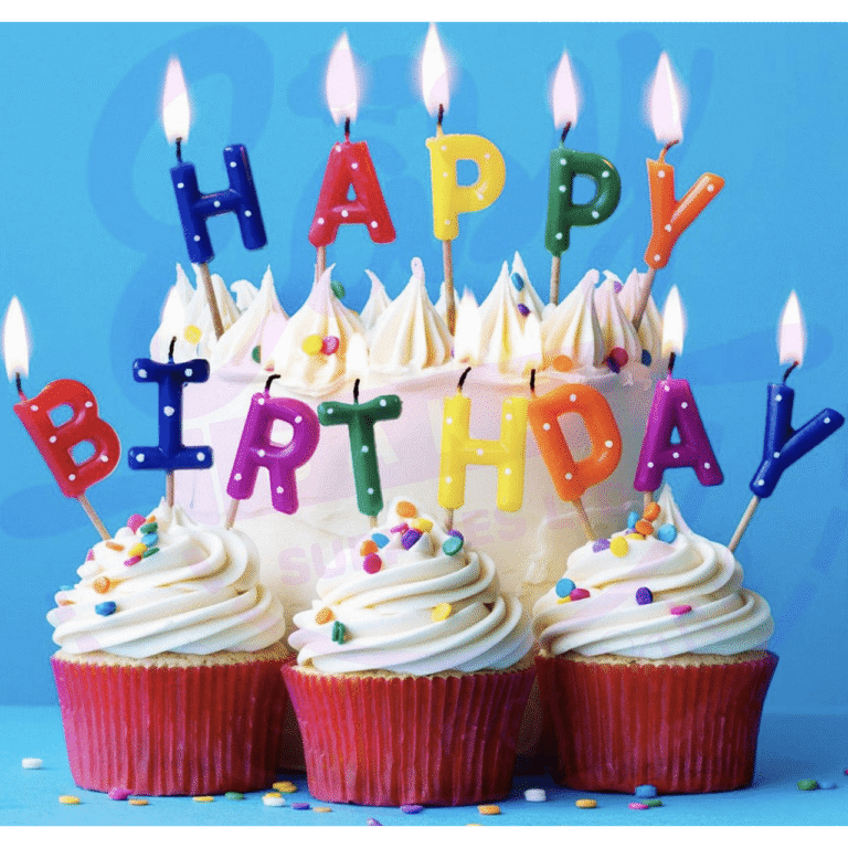 Свещички за Рожден Ден - HAPPY BIRTHDAY цветни с точки