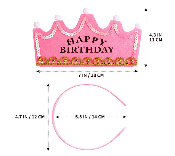 Светеща LED диадема "Happy Birthday" - розова