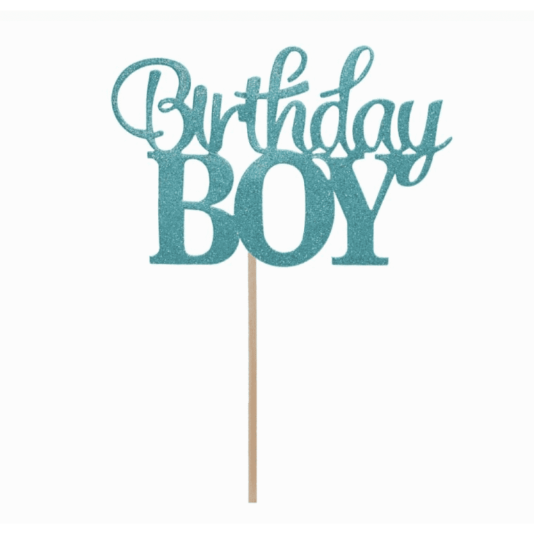 Топер  Birthday Boy син глитер  10  х 7 см