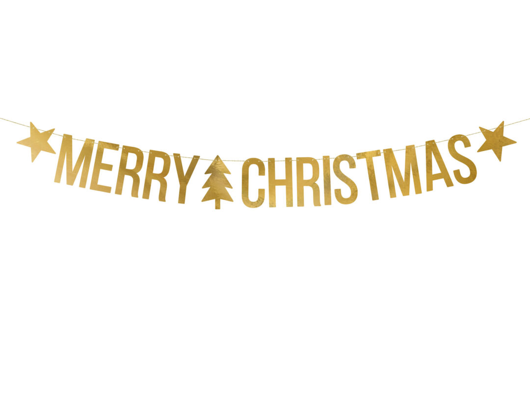 Златен банер - Merry Christmas