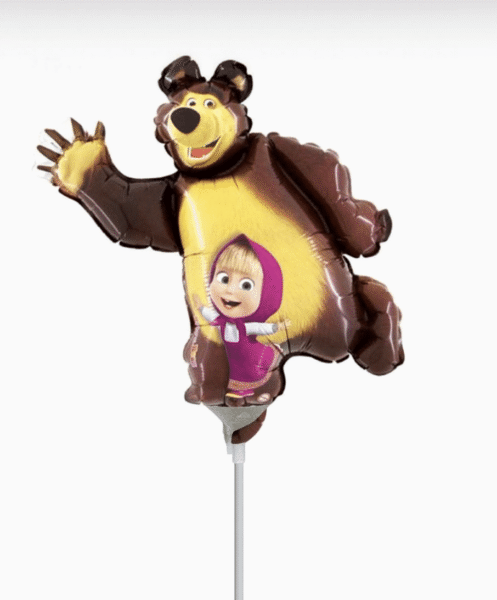 Балон Маша и Мечока  (Masha and the Bear) - 36 см + пръчка