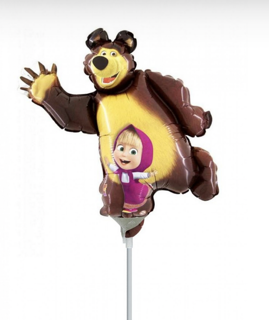 Балон Маша и Мечока  (Masha and the Bear) - 36 см + пръчка