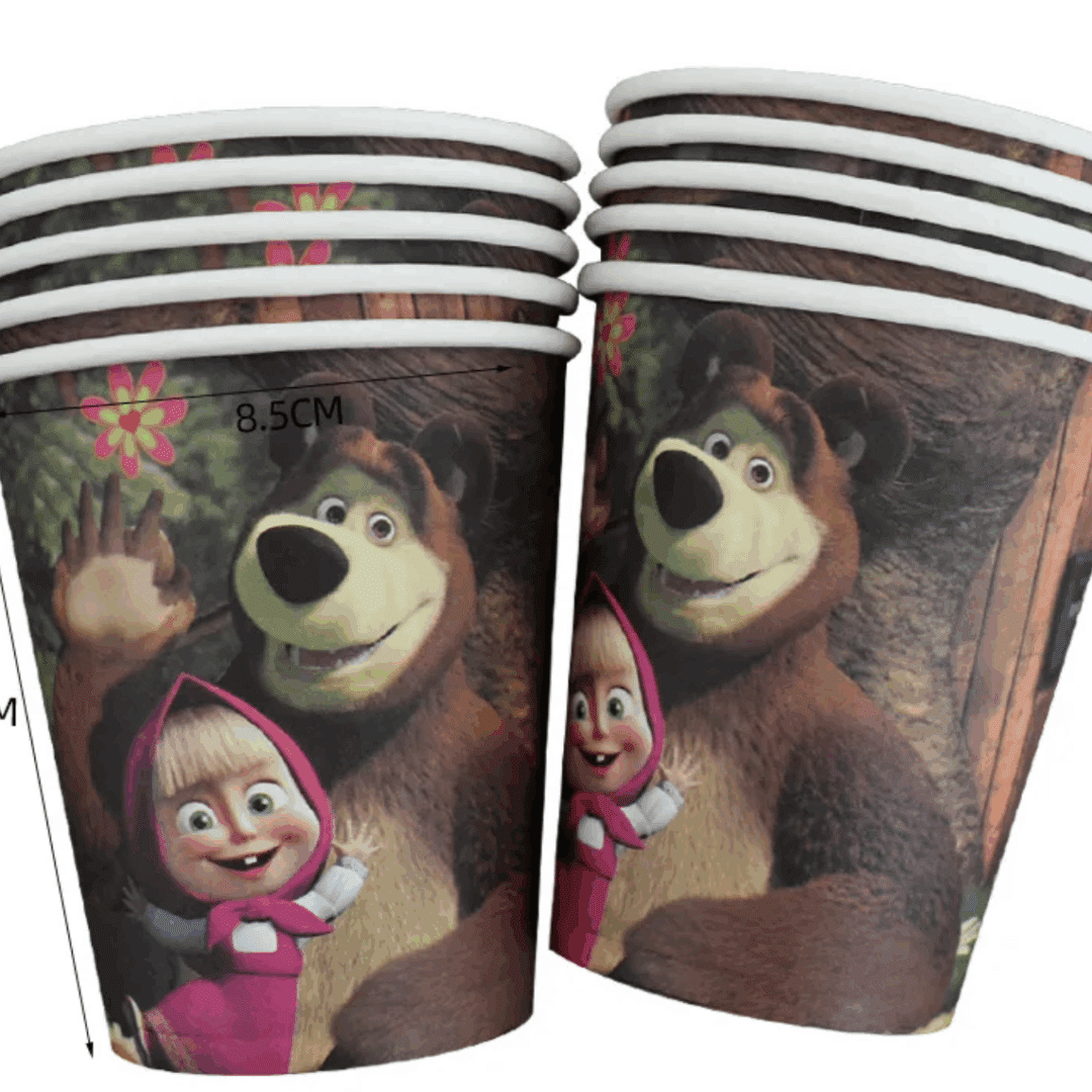 Парти чаши "Маша и Мечока" (Masha and the Bear) - 10 броя