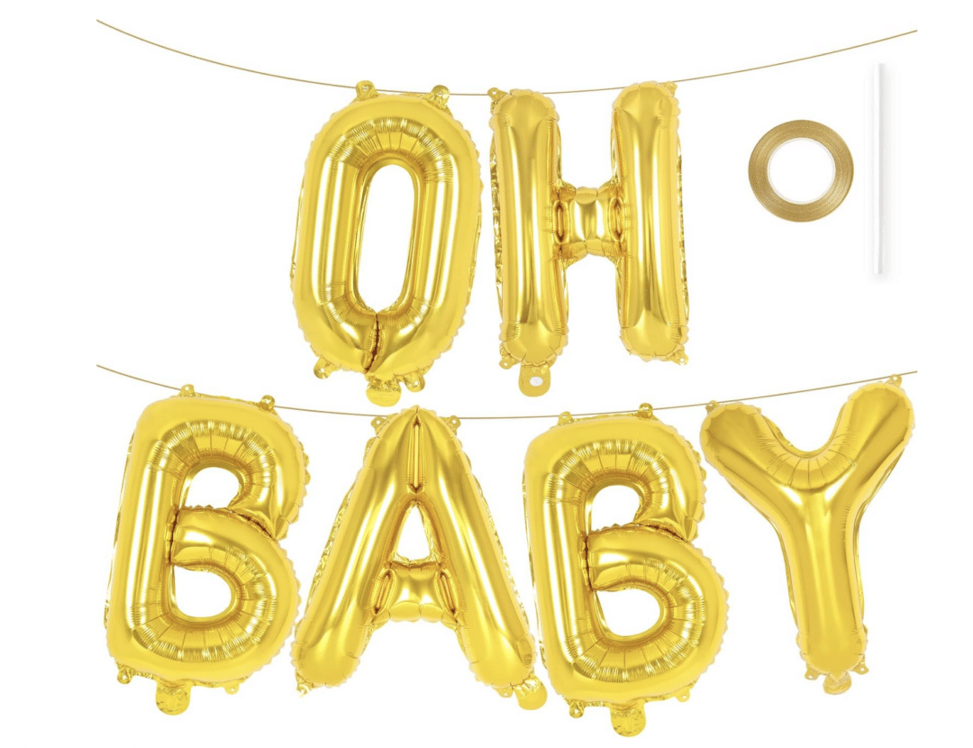 Фолиев банер с надпис „OH BABY“ – златен