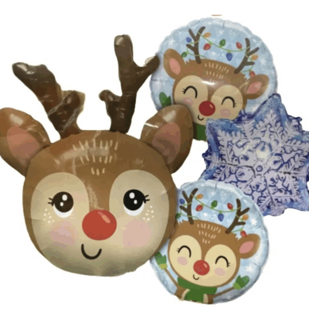 Комплект фолиеви балони „Коледно еленче“ – 4 броя